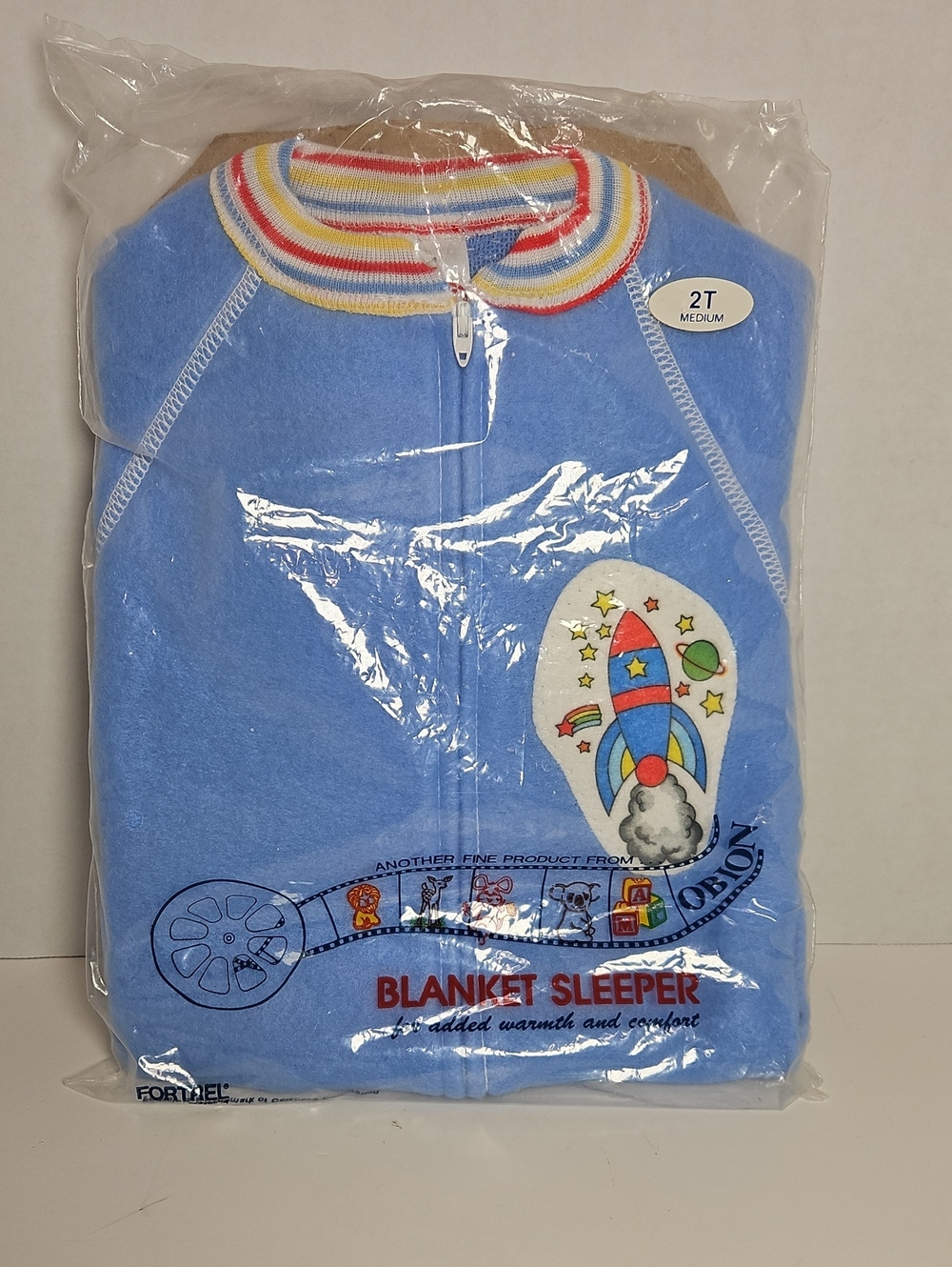 VTG 70s 80s Obion Rocket Sleeper 2T Deadstock NOS Blue Rainbow Trim Footie